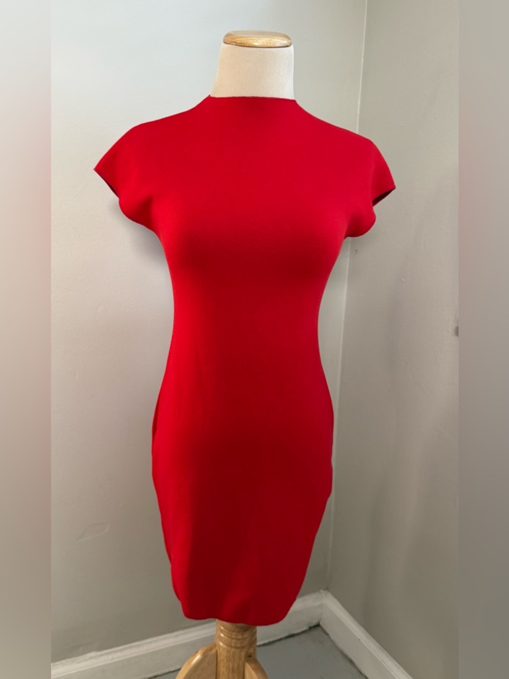 Zara Red Cap-Sleeve Sheath Dress | Size M